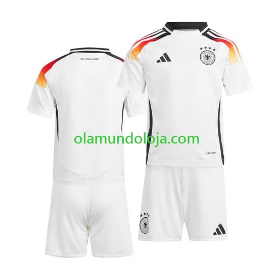 Camisola Alemanha Criança Equipamento Primeiro Euro 2024 Manga Curta